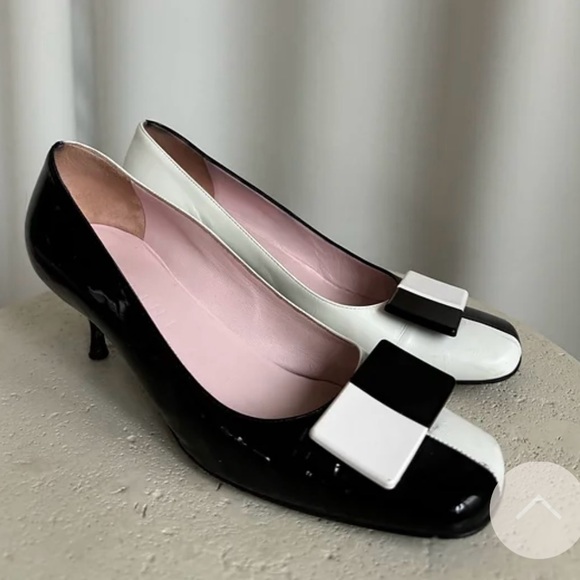 Celine Shoes - Celine Black and White Kitten Heel Pump